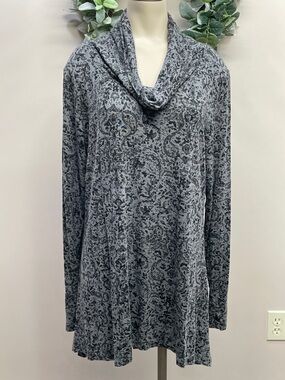 NWOT Cuddl Duds Softwear with Stretch Long Sleeve Cowl Tunic Top Paisley XL